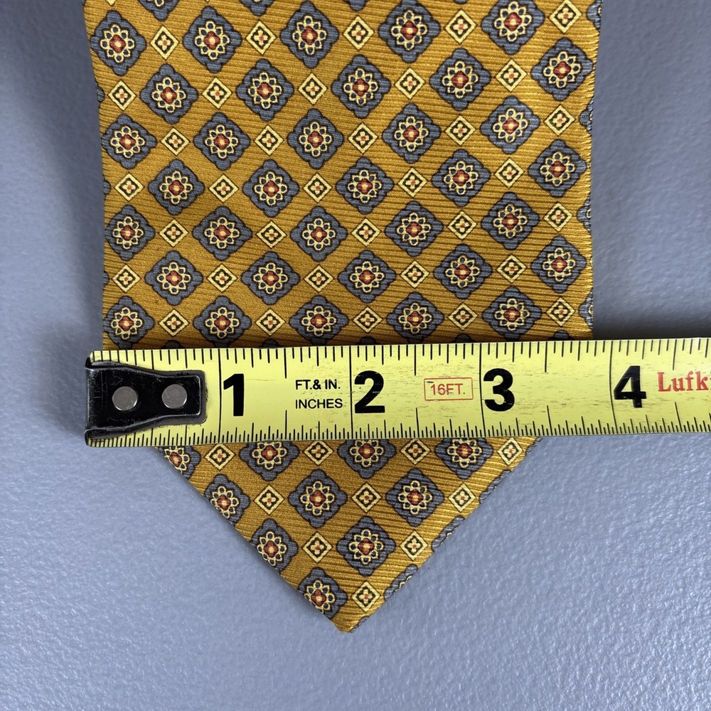 Lands End Neck Tie 57" Long Silk Gold Geometric Career USA - Picture 7 of 7